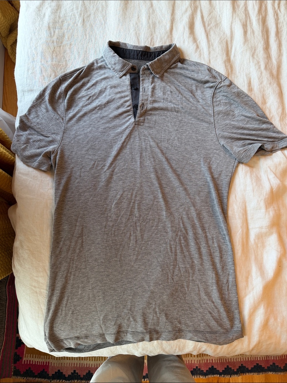 Lululemon Men's Grey Polo | Short-sleeved Shirt, Size L